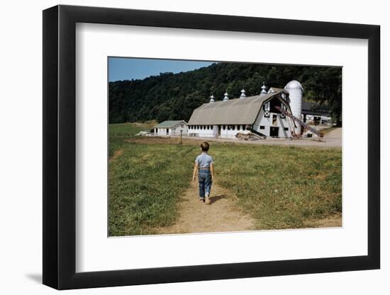 Boy Walking Towards a Barn-William P. Gottlieb-Framed Premium Photographic Print