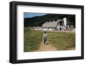 Boy Walking Towards a Barn-William P. Gottlieb-Framed Premium Photographic Print