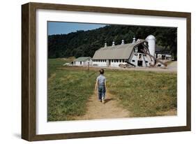 Boy Walking Towards a Barn-William P. Gottlieb-Framed Photographic Print