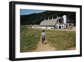 Boy Walking Towards a Barn-William P. Gottlieb-Framed Photographic Print