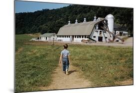 Boy Walking Towards a Barn-William P. Gottlieb-Mounted Photographic Print