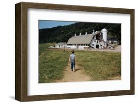 Boy Walking Towards a Barn-William P. Gottlieb-Framed Photographic Print