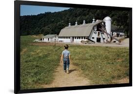 Boy Walking Towards a Barn-William P. Gottlieb-Framed Photographic Print