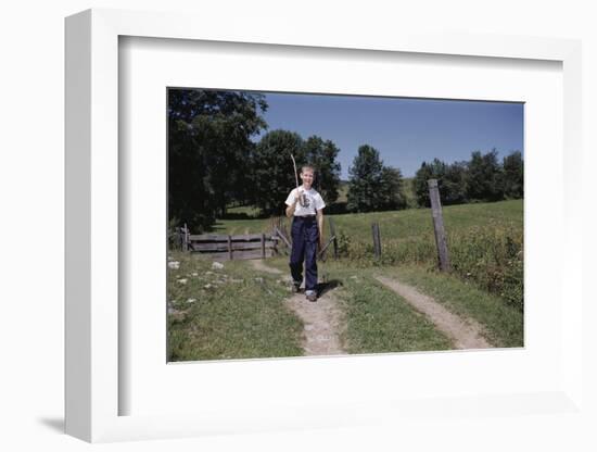 Boy Walking with Fishing Pole-William P. Gottlieb-Framed Photographic Print