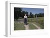 Boy Walking with Fishing Pole-William P^ Gottlieb-Framed Photographic Print