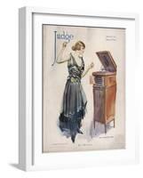 Boy Wanted! a Girl on Her Own Plays Her Phonograph-James Montgomery Flagg-Framed Photographic Print