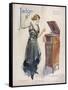 Boy Wanted! a Girl on Her Own Plays Her Phonograph-James Montgomery Flagg-Framed Stretched Canvas