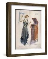 Boy Wanted! a Girl on Her Own Plays Her Phonograph-James Montgomery Flagg-Framed Photographic Print