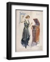 Boy Wanted! a Girl on Her Own Plays Her Phonograph-James Montgomery Flagg-Framed Photographic Print