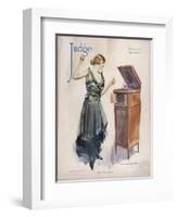 Boy Wanted! a Girl on Her Own Plays Her Phonograph-James Montgomery Flagg-Framed Photographic Print