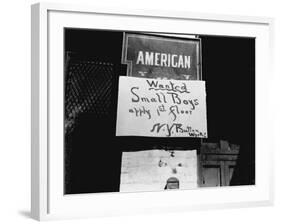 Boy Wanted Sign in New York-Lewis Wickes Hine-Framed Photographic Print