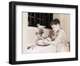 Boy Washing Dishes-Philip Gendreau-Framed Photographic Print