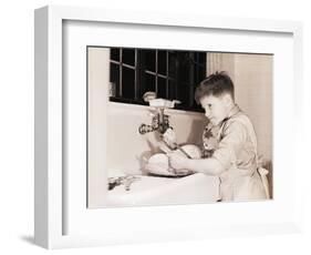 Boy Washing Dishes-Philip Gendreau-Framed Photographic Print