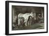 Boy Watches as a Blacksmith Shoes a Horse-null-Framed Art Print