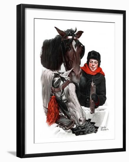 "Boy Watering Horses,"January 12, 1924-Leslie Thrasher-Framed Giclee Print