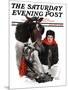 "Boy Watering Horses," Saturday Evening Post Cover, January 12, 1924-Leslie Thrasher-Mounted Premium Giclee Print