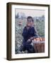 Boy Wearing an Old Scout Shirt, Eating Tomato During Harvest on Farm, Monroe, Michigan-John Loengard-Framed Premium Photographic Print