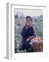 Boy Wearing an Old Scout Shirt, Eating Tomato During Harvest on Farm, Monroe, Michigan-John Loengard-Framed Premium Photographic Print