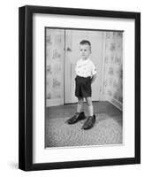 Boy Wearing Men's Shoes-Philip Gendreau-Framed Photographic Print