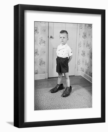 Boy Wearing Men's Shoes-Philip Gendreau-Framed Photographic Print