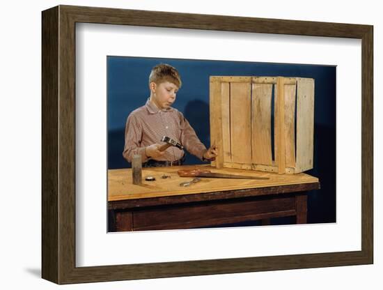 Boy Whistling and Hammering-William P. Gottlieb-Framed Photographic Print