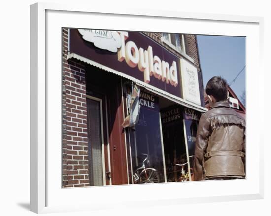 Boy Windowshopping at Toyland-William P. Gottlieb-Framed Photographic Print