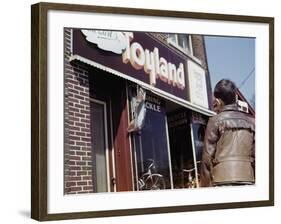 Boy Windowshopping at Toyland-William P. Gottlieb-Framed Photographic Print