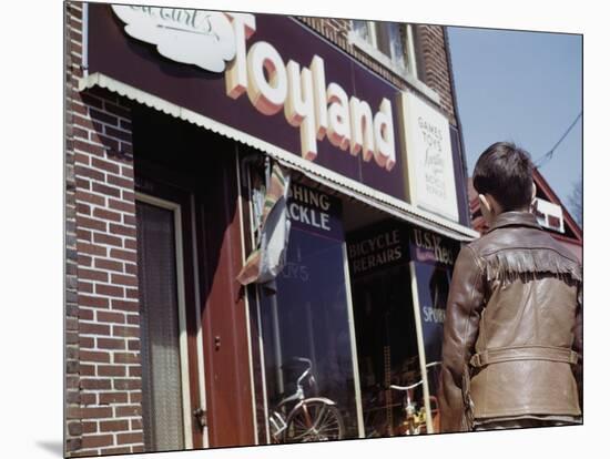 Boy Windowshopping at Toyland-William P. Gottlieb-Mounted Photographic Print