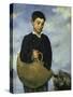 Boy with a Basket and Dog, 1860-Edouard Manet-Stretched Canvas