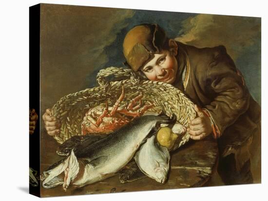 Boy with a basket full of sea food-Giacomo Ceruti-Stretched Canvas