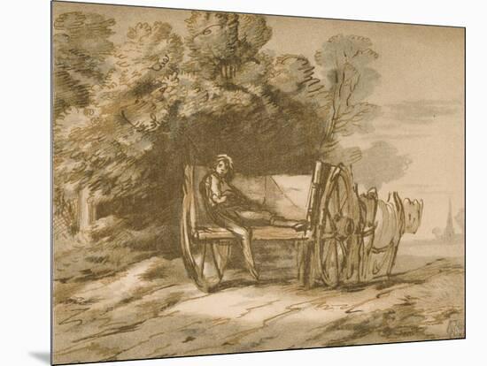 Boy with a Cart. - Sketch with Pen and Wash, 18th Century-Thomas Gainsborough-Mounted Giclee Print