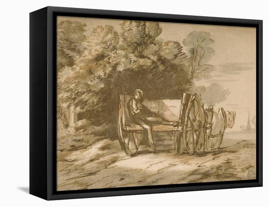 Boy with a Cart. - Sketch with Pen and Wash, 18th Century-Thomas Gainsborough-Framed Stretched Canvas