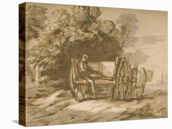 Boy with a Cart. - Sketch with Pen and Wash, 18th Century-Thomas Gainsborough-Stretched Canvas