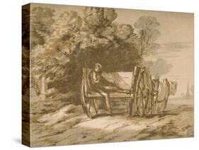Boy with a Cart. - Sketch with Pen and Wash, 18th Century-Thomas Gainsborough-Stretched Canvas