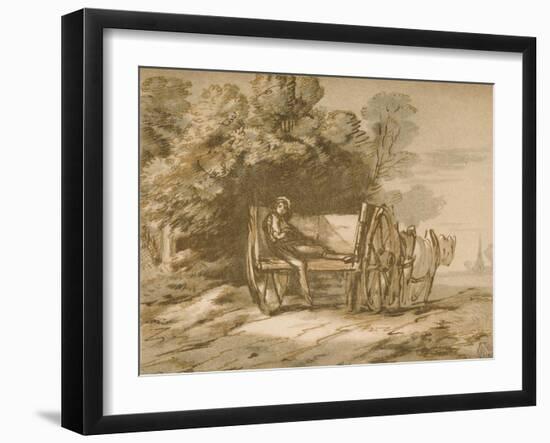 Boy with a Cart. - Sketch with Pen and Wash, 18th Century-Thomas Gainsborough-Framed Giclee Print