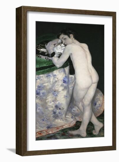 Boy with a Cat, 1868-Pierre-Auguste Renoir-Framed Giclee Print