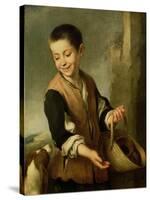 Boy with a Dog, circa 1650-Bartolome Esteban Murillo-Stretched Canvas