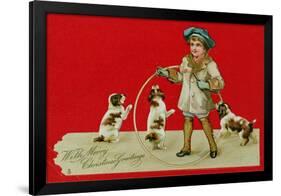 Boy with a Hoop, Victorian Card-null-Framed Giclee Print