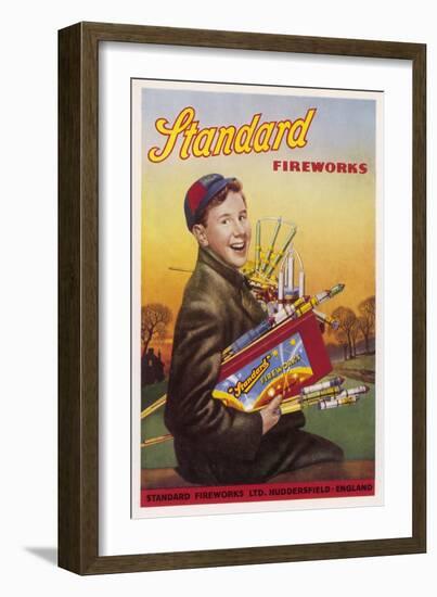 Boy with an Armful of Fireworks-null-Framed Art Print