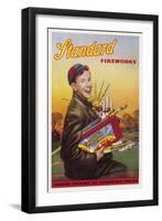 Boy with an Armful of Fireworks-null-Framed Art Print
