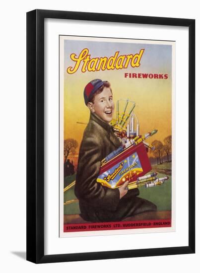 Boy with an Armful of Fireworks-null-Framed Art Print