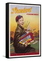 Boy with an Armful of Fireworks-null-Framed Stretched Canvas