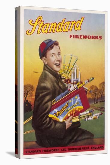 Boy with an Armful of Fireworks-null-Stretched Canvas