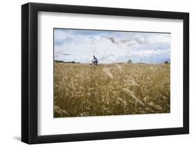 Boy with Bicycle in Grain Field-Ralf Gerard-Framed Photographic Print