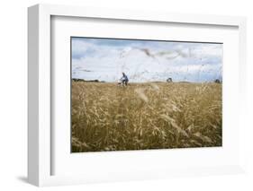 Boy with Bicycle in Grain Field-Ralf Gerard-Framed Photographic Print