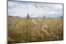 Boy with Bicycle in Grain Field-Ralf Gerard-Mounted Photographic Print