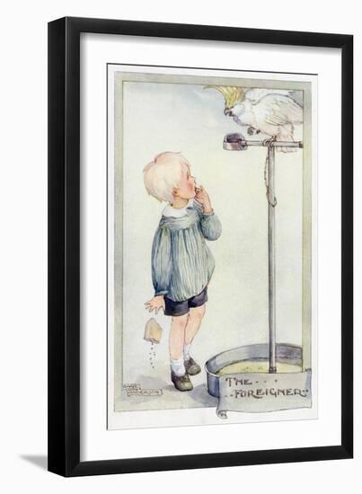 Boy with Cockatoo 20C-Anne Anderson-Framed Art Print