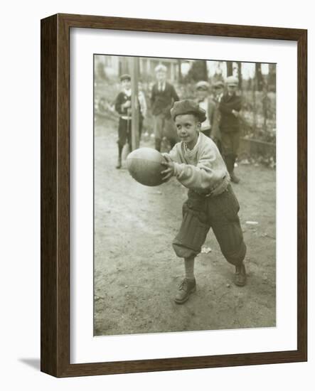 Boy with Football, Early 1900s-Marvin Boland-Framed Giclee Print