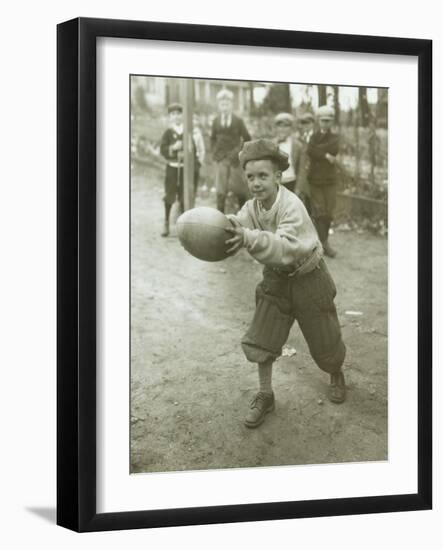 Boy with Football, Early 1900s-Marvin Boland-Framed Giclee Print