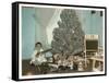 Boy with Gun and Fake Christmas Tree-null-Framed Stretched Canvas